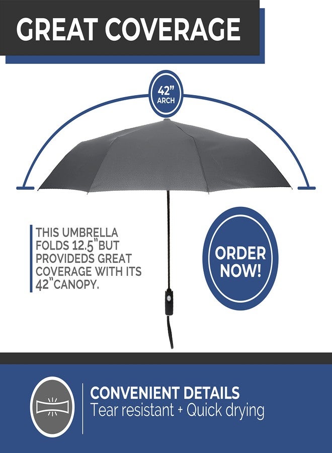 Fenzer Windproof"TEFLON" Coated Travel Umbrella - Auto Open/Close - Travel Stylish Lightweight Design for Women/Men (Dark Grey) - Image 5